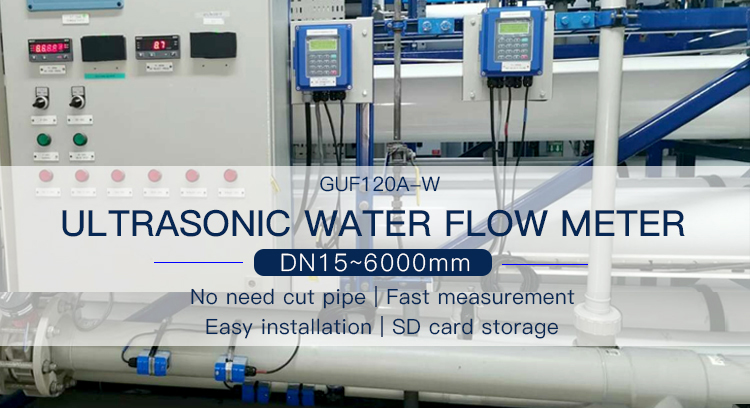 Professional installation of clamp-on ultrasonic flow meter in industrial setting