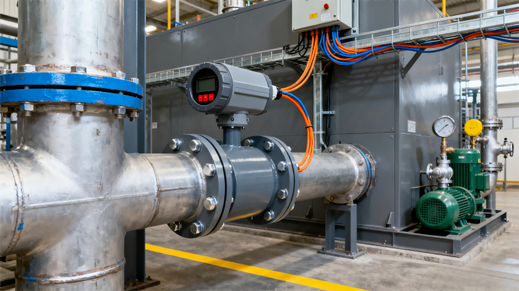 Industrial Electromagnetic Water Flow Meter Installation in Manufacturing Plant