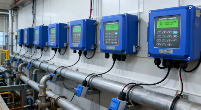 Ultrasonic flow meter installed on municipal water pipe without cutting