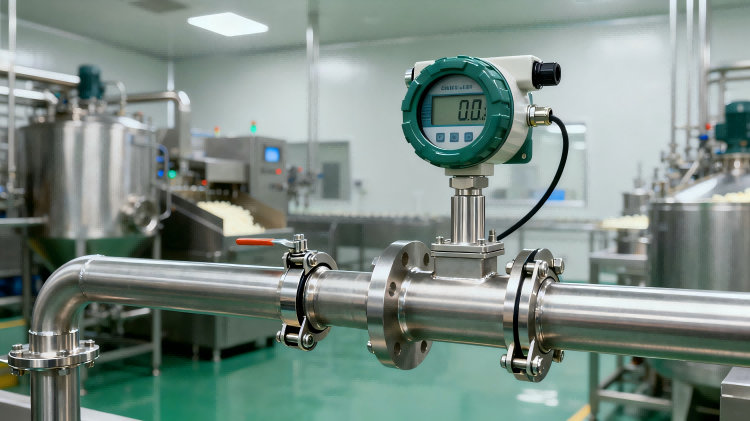 Hygienic installation of temperature and flow instruments in food processing plant