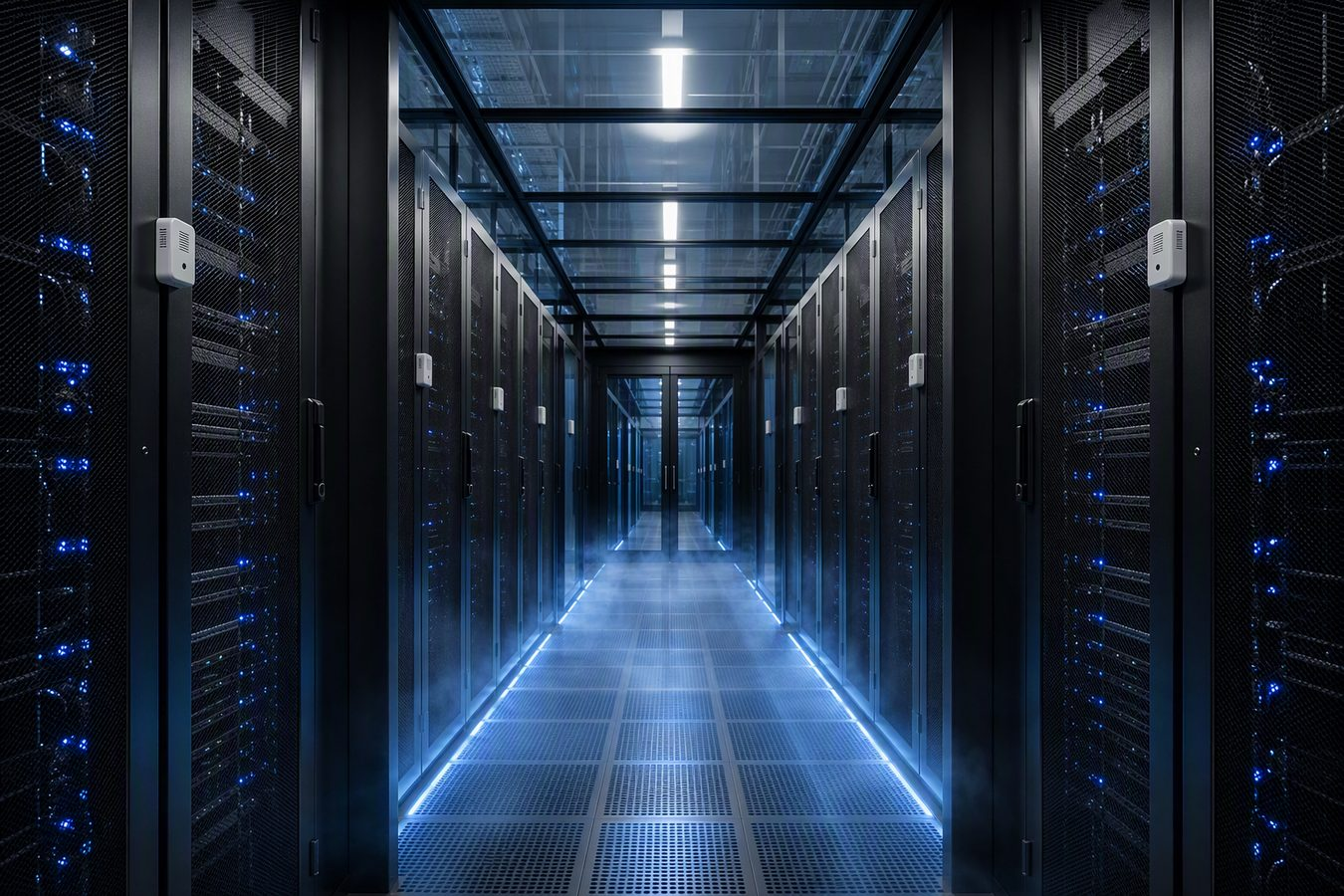 GTHT350 transmitters on hot and cold aisle containment in an AI data center