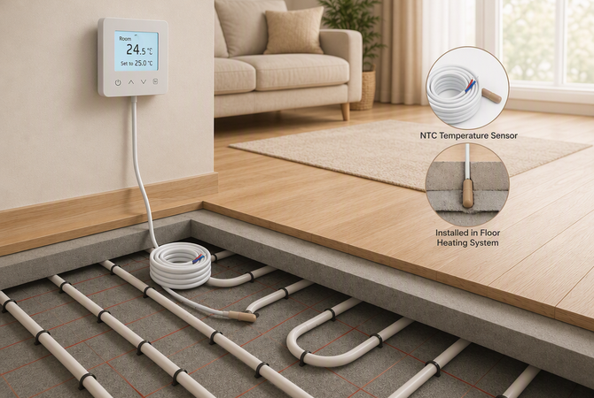 Floor heating temperature sensor